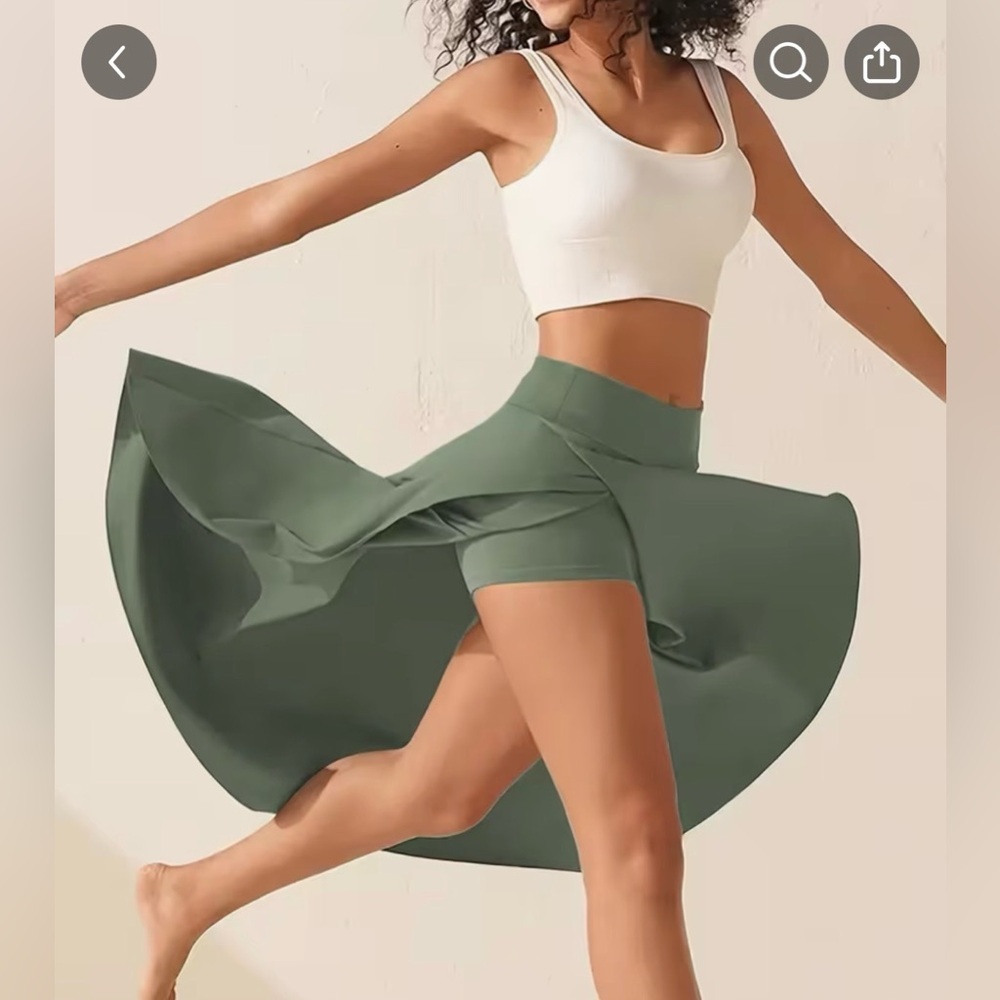 TEMU Plus Size Green Ankle Length Stretchy Skirt with Built in Shorts - Picture 4 of 10